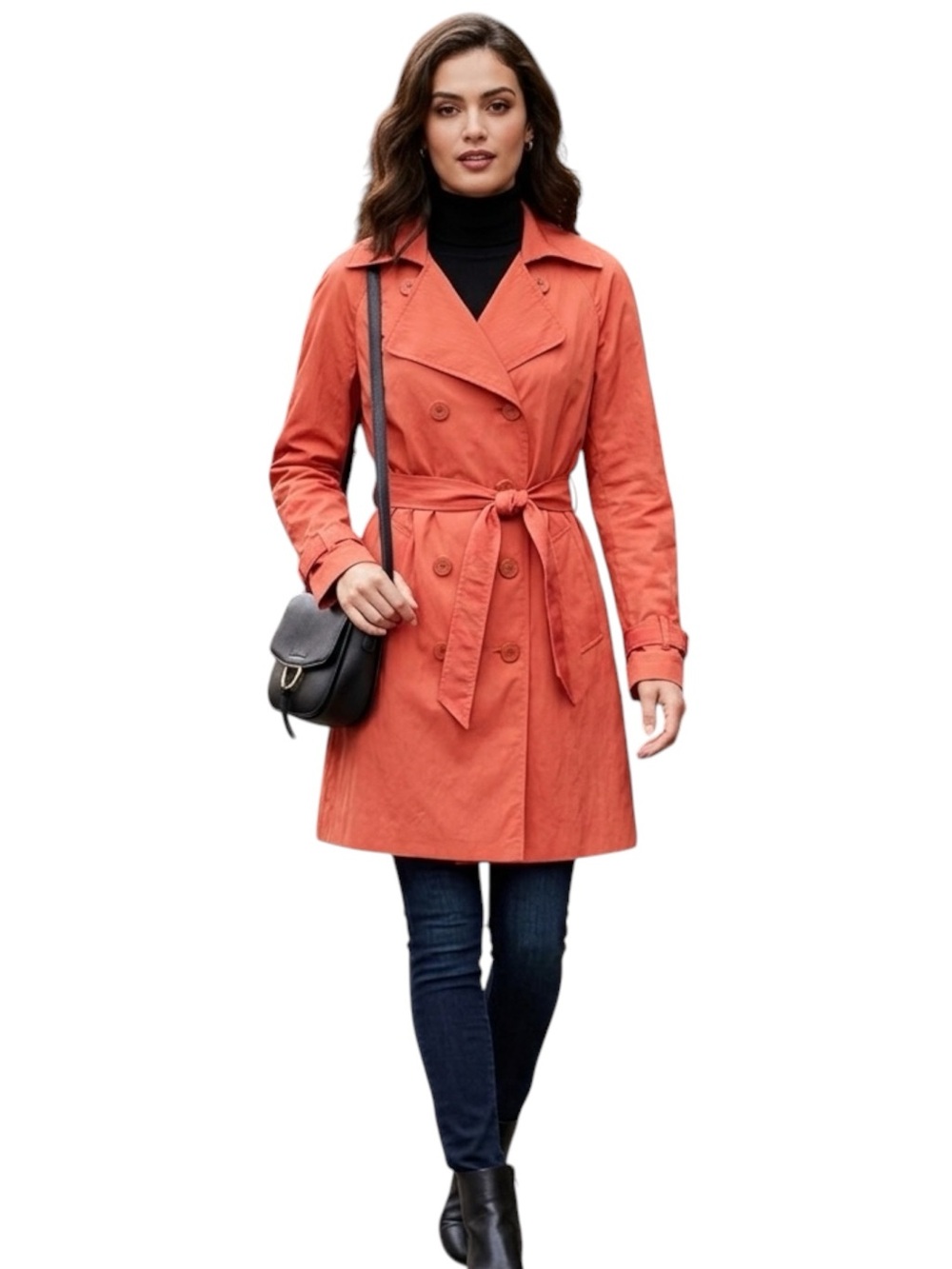 Elie Tahari Coral Trench Coat 3/4 Length Double Breasted Belted Women's Small